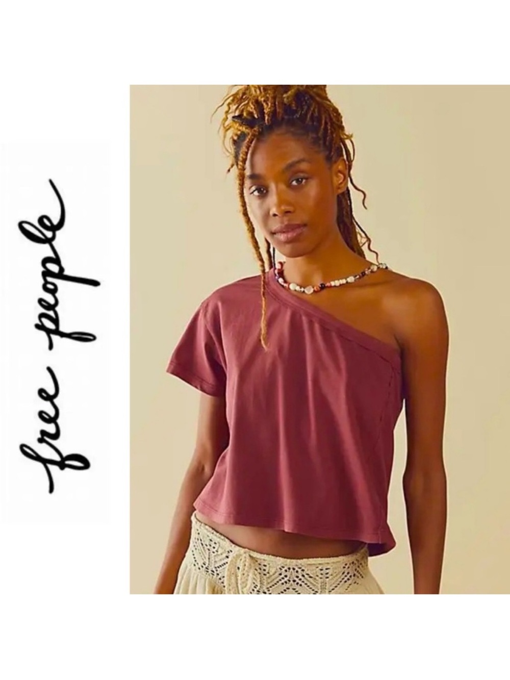 We The Free People | Aubrey One Shoulder Top Short Sleeve Soft Slouchy L
